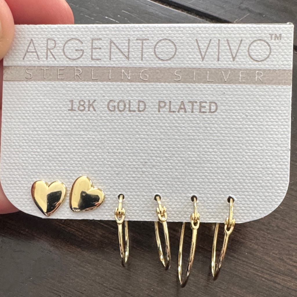 Argento Vivo Gold Heart And Hoop Earrings